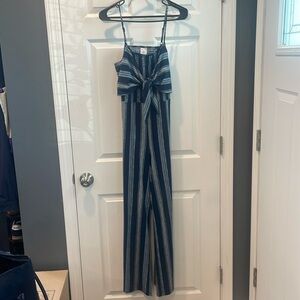 No Boundaries Summer Jumpsuit Blue Open Back